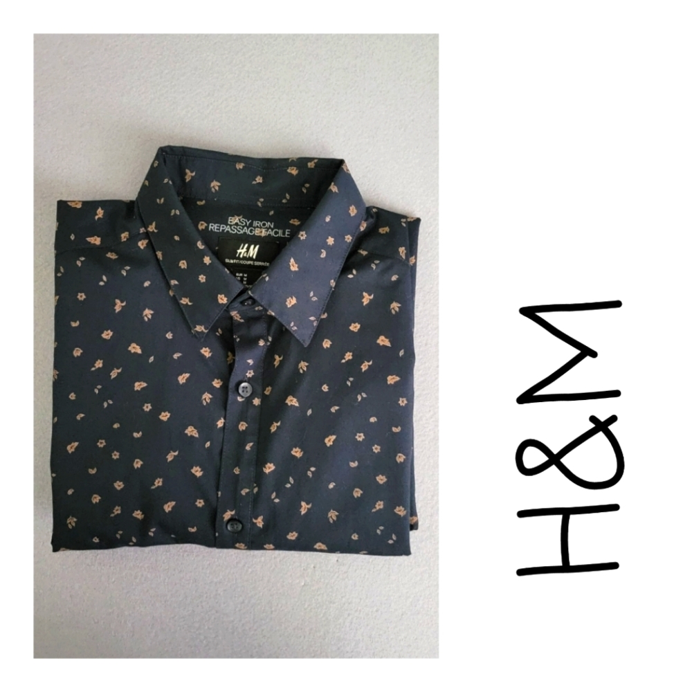 H&M - Button Down Dress Shirt (Small Leaf Print)